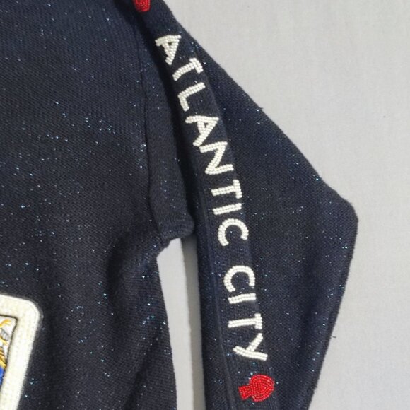 Vintage Bonnie Boerer Sequin Sweater women's size L black base Casinos Gambler - Picture 13 of 16